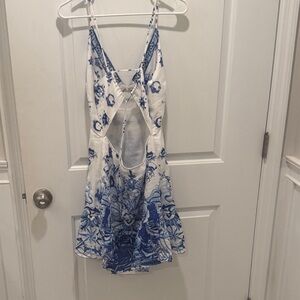 Blue and White Floral Mini Dress